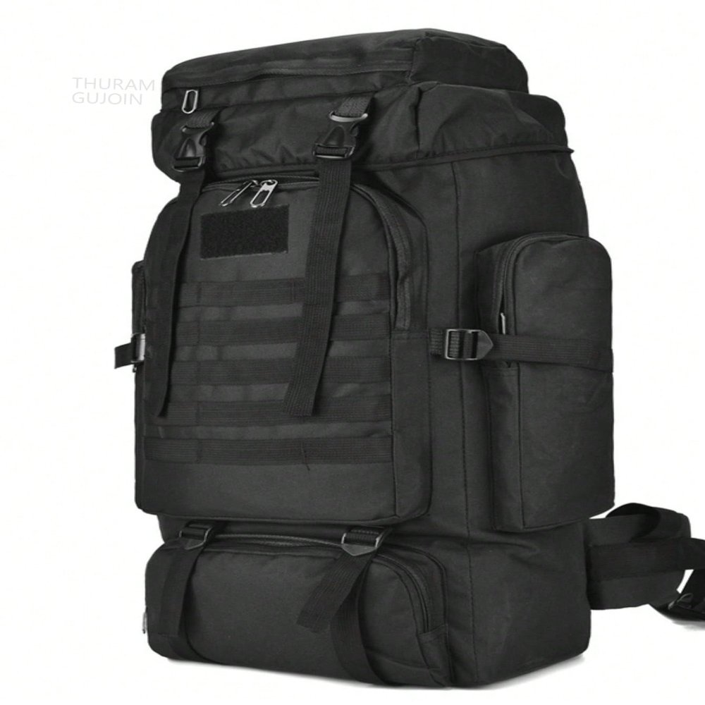 Thuram 80L/100L Hiking Backpack for Camping Backpack Military Rucksack Molle 5 Days Assault Pack for Climbing Trekking (Black,80L)