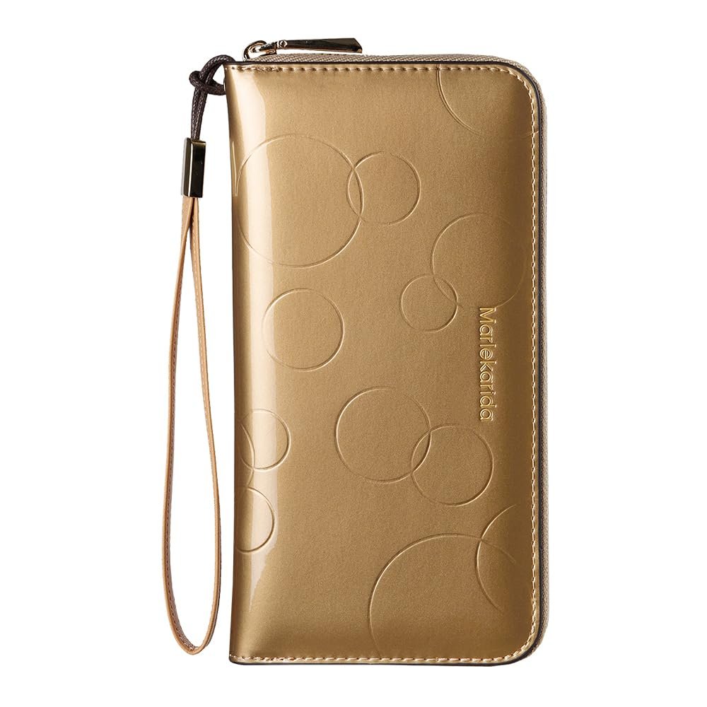 Fashion RFID Leather Wallet - Women's Hand-Held Bag, Credit Card Clip Bag, Long Capacity Coin Purse, Zipper Multi Card Slot Wallet (Golden)