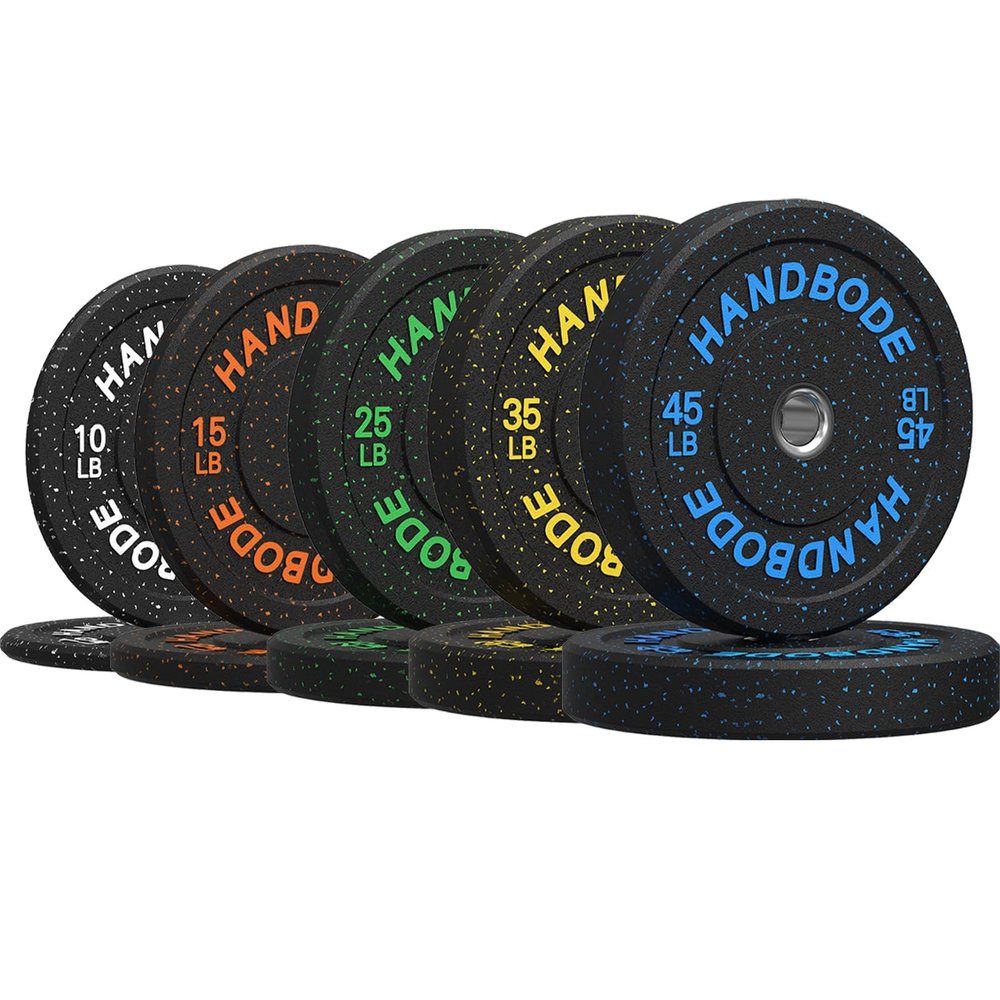 HANDBODE Bumper Plates 260LB High-Bounce Olympic Weight Plates, Colored crumb rubber plate for Weight Lifting and Strength Training