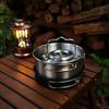 BVFNKQSC 4-Piece Camping Stainless Steel cookware Set, Portable Picnic Set, Outdoor Camping Kettle, Suitable for Outdoor self Driving Camping and picnicking,A view 3