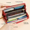 Fashion RFID Leather Wallet - Women's Hand-Held Bag, Credit Card Clip Bag, Long Capacity Coin Purse, Zipper Multi Card Slot Wallet (Red) view 2