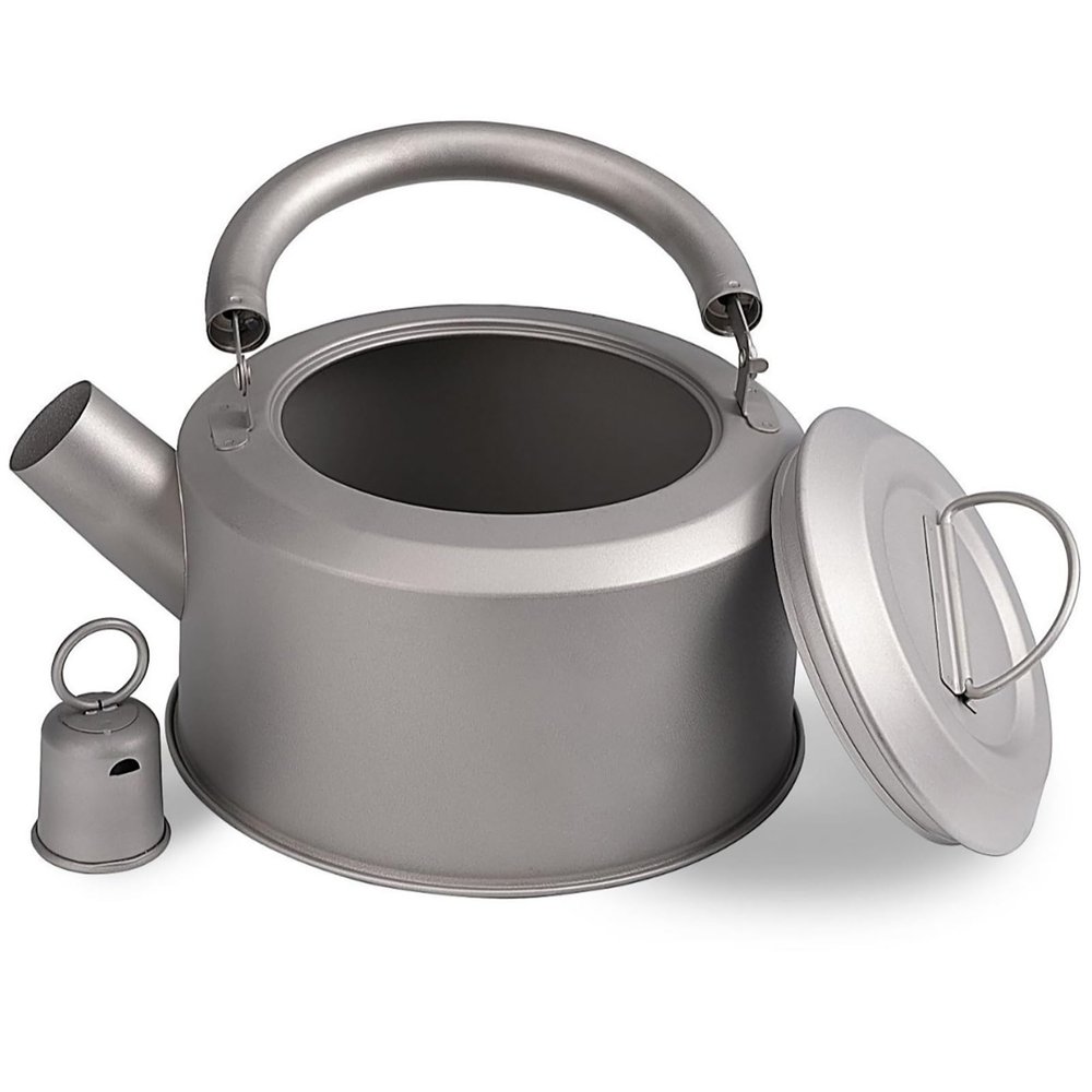 BVFNKQSC 1200ml pure titanium teapot, outdoor cookware with filter cap, portable camping kettle,A