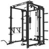 French Fitness Foldable Power Rack - Complete Cable Rack System, Multi-Grip Pull-Up Bar, Plate-Loaded Lat Pulldown, Low Row, J-Hooks, Safety Bars, 8 Weight Horns - Compact & Durable (BLACK) view 4