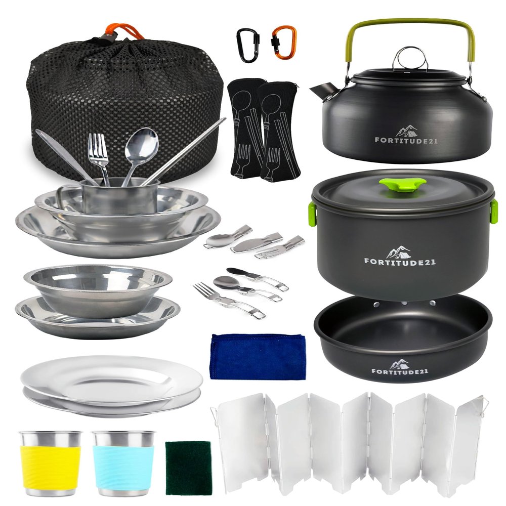 Camping Cooking Set, Campfire Cooking Equipment, Camp Kitchen, Camping Cookware Set, Mess kit Camping Person, Camping Kitchen Set, Camp Utensil Set, Picnic Set, Camping Dish Set