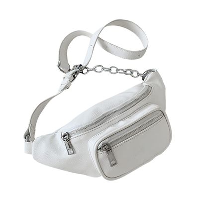 COSMEVIVI Pu Leather Chain Waist Bag for Women Crossbody Fanny Pack Stylish Shoulder Bag for Running Hiking Travel and Daily Use Water-resistant and Versatile Design