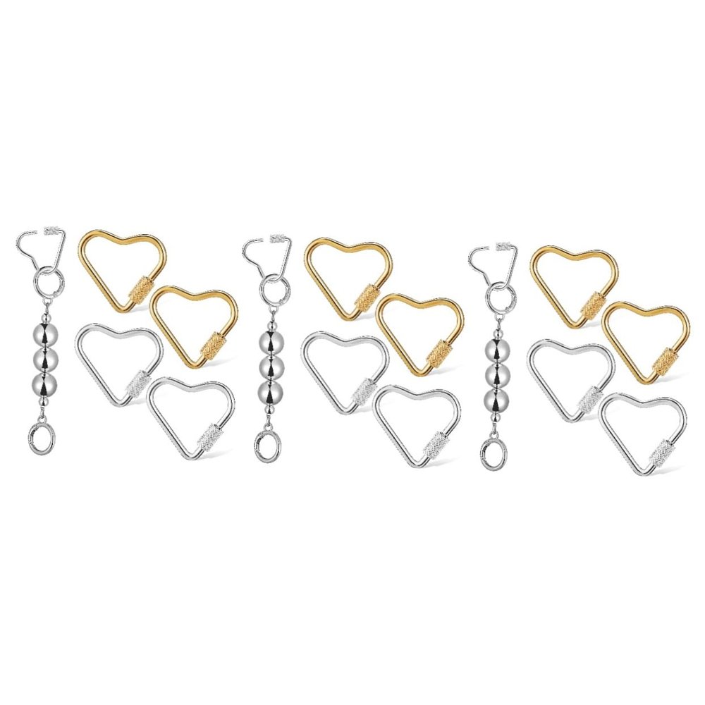 HAPINARY 12pcs Heart Shaped Metal Clips Carabiner Keychain for Jewelry Handbags and Belts Versatile Heart Keyring Accessories