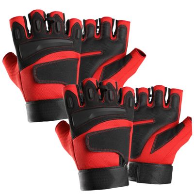 COSMEVIVI 1pair Half-Finger Outdoor Gloves for Men Comfortable Riding and Fitness Hand Gloves Breathable and Design for Cycling and Exercise Red