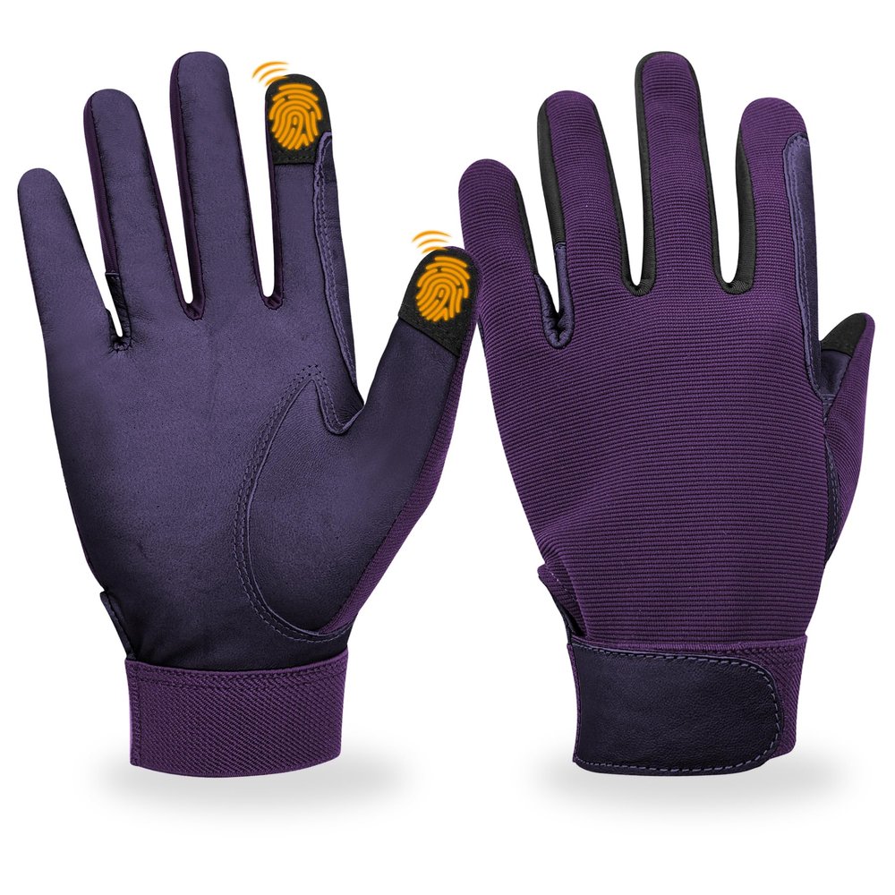 ChinFun Women's Leather Insulated Horse Riding Gloves Breathable Equestrian Gloves Outdoor Horseback Gloves Light Purple M