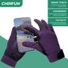 ChinFun Women's Leather Insulated Horse Riding Gloves Breathable Equestrian Gloves Outdoor Horseback Gloves Light Purple M view 3
