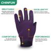 ChinFun Women's Leather Insulated Horse Riding Gloves Breathable Equestrian Gloves Outdoor Horseback Gloves Light Purple M view 4
