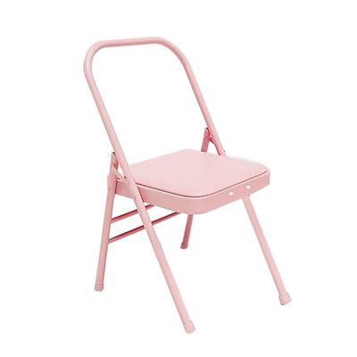 Eqvexd Pilates Yoga Chair,Iyengar Auxiliary Chair,Yoga Auxiliary Chair Backless Yoga Chair Anti-Slip,Stable with Non-Slip Feet Covers,Metal Folding Chair,Pink-Routine