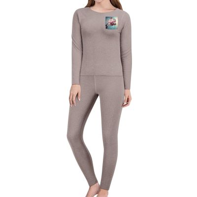 JTKBNVM A Blooming Flower Women's Thermal Underwear Set with Soft Lined Long John Skiing Base Layer Pajama Set