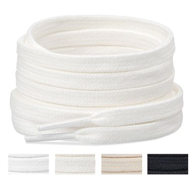 Handshop Wide Flat Athletic Shoelaces 5/16"(2 Pair) - Shoe Laces for Sneakers and Casual Shoes Replacements Off White 31 inch (80cm)