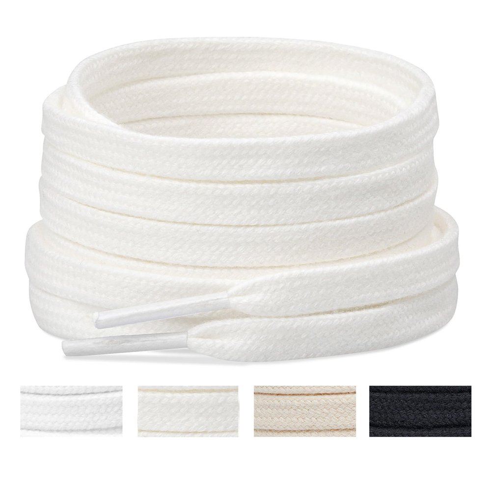 Handshop Wide Flat Athletic Shoelaces 5/16"(2 Pair) - Shoe Laces for Sneakers and Casual Shoes Replacements Off White 31 inch (80cm)