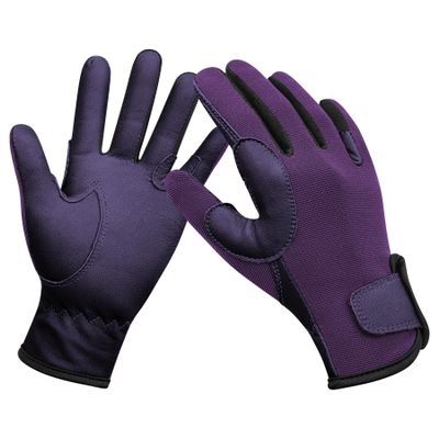 ChinFun Kids Leather Insulated Horse Riding Gloves Breathable Children Equestrian Gloves Anti-Slipping Horseback Mitts Purple S