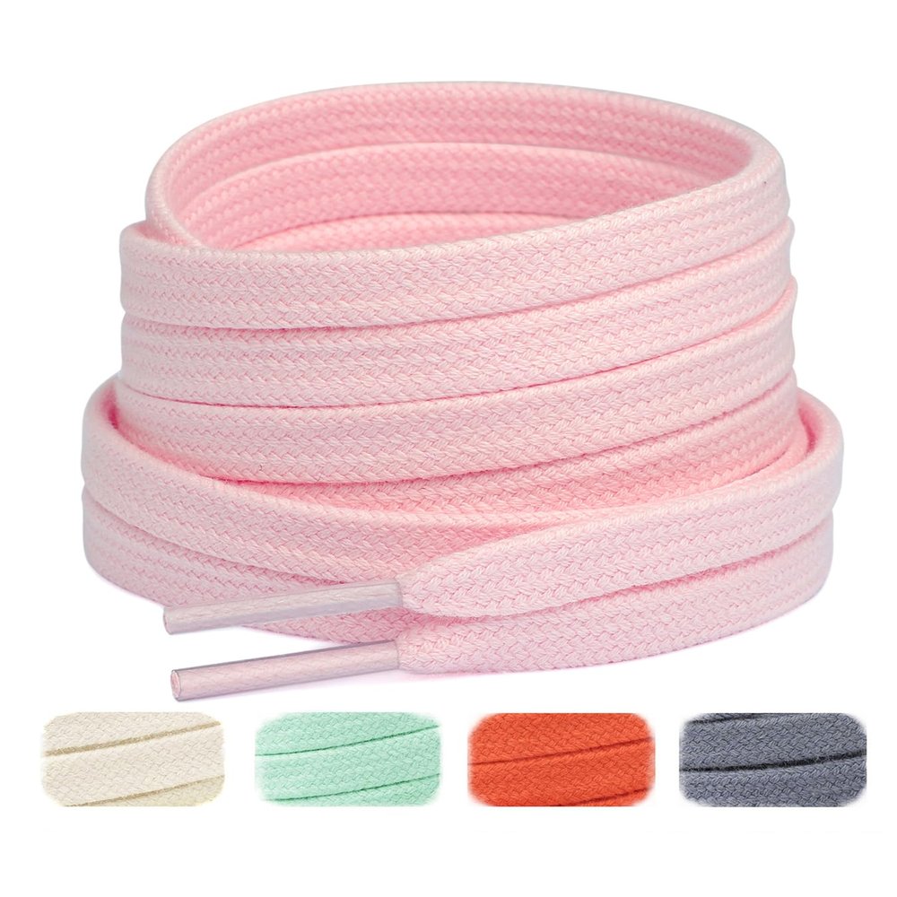 Handshop Wide Flat Athletic Shoelaces 5/16"(2 Pair) - Shoe Laces for Sneakers and Casual Shoes Replacements Light Pink 31 inch (80cm)