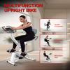 HARISON Folding Exercise Bike 350 LBS Capacity, 5 in 1 Bluetooth Stationary Bikes for Home with 16-Level Resistance and Arm Resistance Bands, Magnetic X-Bike with LCD Monitor & Back Support view 4