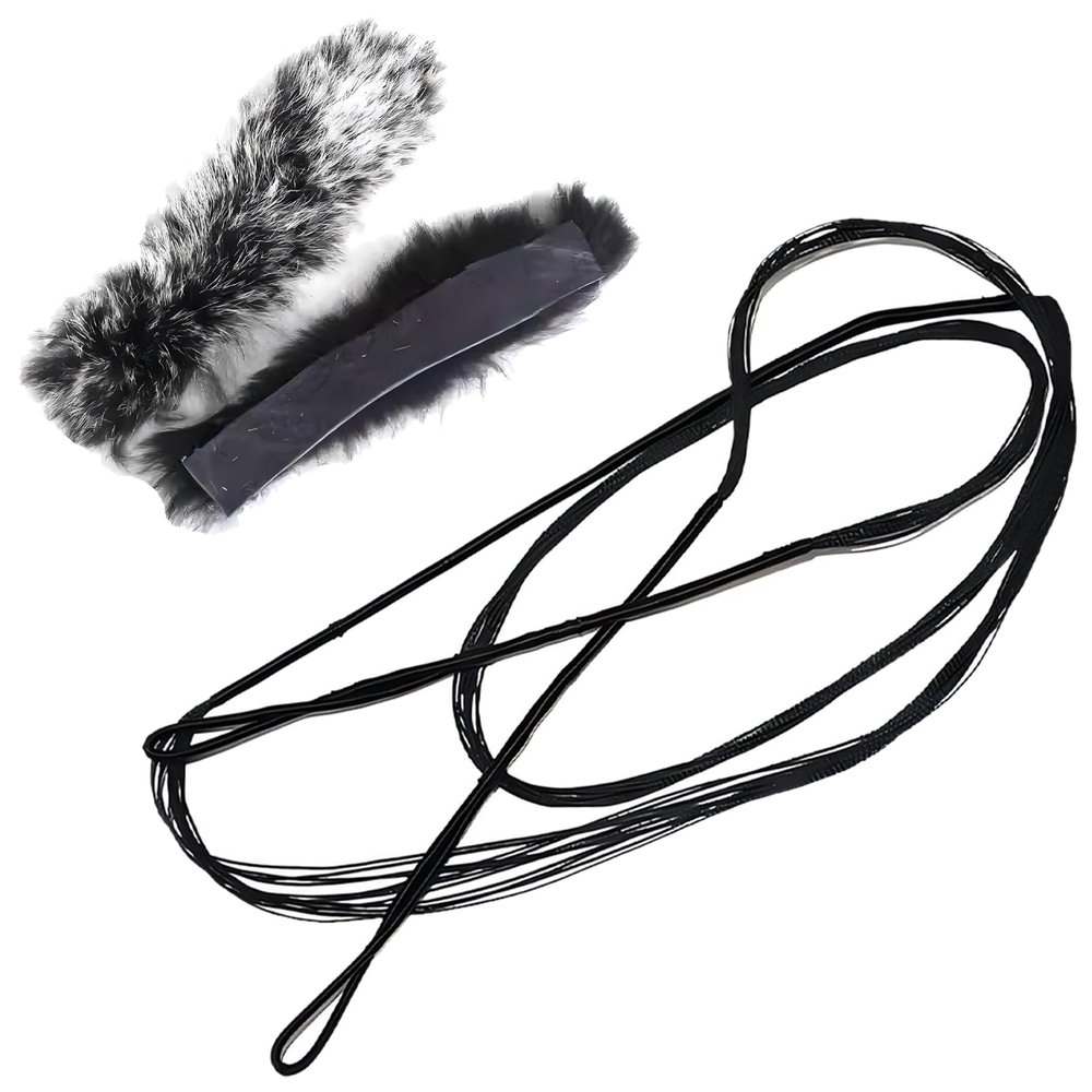 Hand Weaving Dacron Archery Bowstrings - Universal Replacement Bowstring, Recurve & Traditional Bow String (18 Strands within 70 lbs, with Rabbit Fur Bowstring Silencers, AMO 60 (String Length 56))