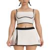 AFAVOM Women 2 Piece Tennis Skirt Set Workout Sports Bra with Side Slit Mini Skirt Two Piece Athletic Set Cami Crop Top Golf Outfit Jogger Active Contrast Panel Cheerleading Skort Sets White S view 1