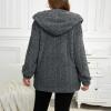 Womens Sherpa Jacket Trendy Plush Open Front Cardigan with Hood Cozy Warm Fuzzy Fleece Jacket Soft Fluffy Cardigan Sweaters Oversized Flannel Hoodie Faux Fur Coat Loose Fit Winter Jackets with Pockets view 4
