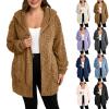 Sherpa Jacket Women Trendy Plush Open Front Cardigan with Hood Warm Cozy Fuzzy Fleece Jacket Fluffy Soft Cardigan Sweaters Oversized Flannel Hoodie Faux Fur Coat Loose Fit Winter Coats with Pockets view 1