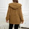 Sherpa Jacket Women Trendy Plush Open Front Cardigan with Hood Warm Cozy Fuzzy Fleece Jacket Fluffy Soft Cardigan Sweaters Oversized Flannel Hoodie Faux Fur Coat Loose Fit Winter Coats with Pockets view 4