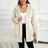 Sherpa Jacket Women Trendy Plush Open Front Hooded Cardigan Cozy Warm Fuzzy Fleece Jacket Soft Fluffy Cardigan Sweaters Oversized Flannel Hoodie Faux Fur Coat Loose Fit Winter Jackets with Pockets view 2