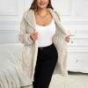 Sherpa Jacket Women Trendy Plush Open Front Hooded Cardigan Cozy Warm Fuzzy Fleece Jacket Soft Fluffy Cardigan Sweaters Oversized Flannel Hoodie Faux Fur Coat Loose Fit Winter Jackets with Pockets view 3