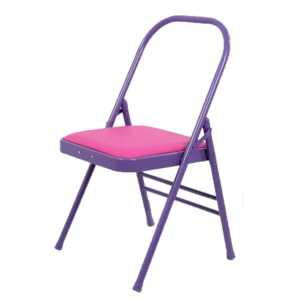 Eqvexd Pilates Yoga Chair,Professional Iyengar Auxiliary Chair,Hardened Thick Yoga Folding Chair,Solid Anti-Slip,Foldable and Portable Backless Chair,Purple-Yoga Chair (Without Waist Drag)