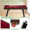 REAHOISY Folding Pool Table, 48" Portable Kids Billiard Tables with Adjustable Feet, 16 Balls, 2 Cue Sticks, 2 Chalks and Brush, Foldable Mini Pool Table for Family, Party (Red) view 3