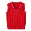 Boys and Toddler's V-Neck Cable Knit Sweater Vest Kids Girls Sleeveless Pullover School Uniform (Red, 5-6 Years) view 1
