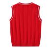 Boys and Toddler's V-Neck Cable Knit Sweater Vest Kids Girls Sleeveless Pullover School Uniform (Red, 5-6 Years) view 2