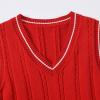 Boys and Toddler's V-Neck Cable Knit Sweater Vest Kids Girls Sleeveless Pullover School Uniform (Red, 5-6 Years) view 4