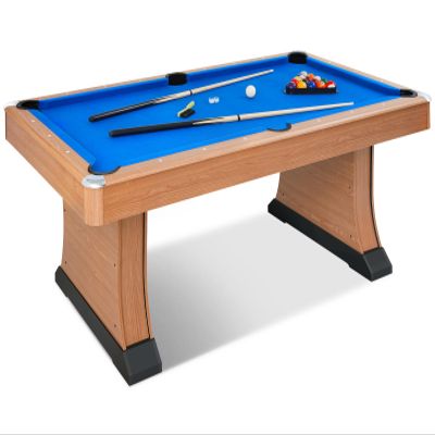 6FT Pool Table, Modern Billiard Table, Billiards Pool Table with 2 Cue Sticks, 16 Balls, Triangle, Chalk, Brush and Leg Levelers for Rec Room, Basement, Family Game Room (6 FT-Brown)