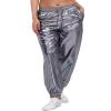 Womens Drawstring Cargo High Waist Jogger Pants Sexy Metallic Sparkly Wide Leg Pants Trousers Clubwear view 1