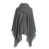 Women's Striped Crochet Poncho Casual Plaid Solid Hooded Cape with Fringe Lightweight Knitted Shawl for Women view 2