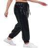 Womens Drawstring Cargo High Waist Jogger Pants Sexy Metallic Sparkly Wide Leg Pants Trousers Clubwear view 2