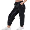Womens Drawstring Cargo High Waist Jogger Pants Sexy Metallic Sparkly Wide Leg Pants Trousers Clubwear view 3