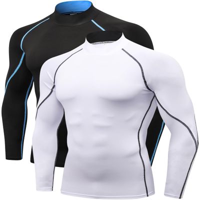 2/3 Pack Men's Compression Shirts Long Sleeve Workout Shirts Mock Turtleneck Athletic Base Layer Active Undershirts Tops