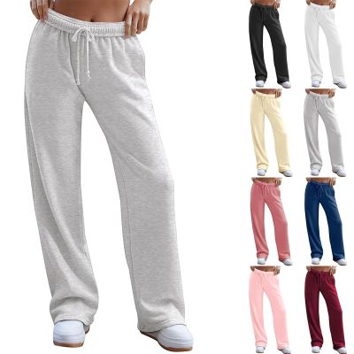 Womens Sweatpants Baggy High Waisted Wide Leg Sweatpants Oversized Tall Comfy Drawstring Sweatpants Casual Joggers Cute Sweatpants for Teen Girls Cotton Sweat Pants Women Baggy Preppy Sweatpants