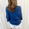 Women Y2K Coquette Bow Sweater Long Sleeve Crewneck Ribbon Pullover E Girl Aesthetic Sweatshirt Vintage Streetwear (Dark Blue, L) view 3