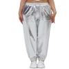 Womens Drawstring Cargo High Waist Jogger Pants Sexy Metallic Sparkly Wide Leg Pants Trousers Clubwear view 2