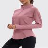 addigi Women's 1/4 Zip Long Sleeve Workout Tops Athletic Running Yoga Hiking Pullover Quick Dry UPF 50+ Sun Shirts with Thumb Hole Mauve Pink Small view 2