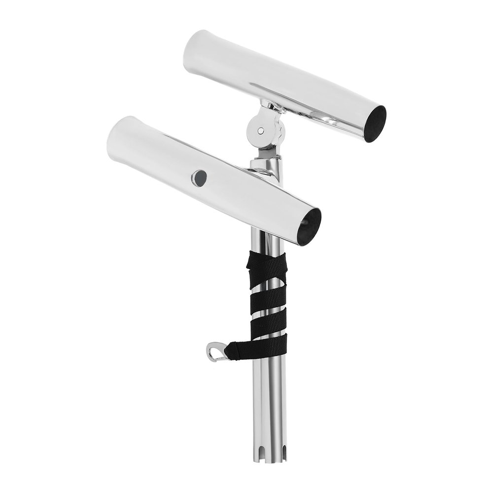 2pcs Double-Head Fishing Rod Holders, 2X Boat Double Angle Fishing Rod Holder, Stainless Steel Highly Polished Outrigger Adjustable Rod Holder