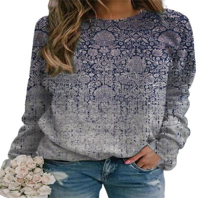 Akivide Womens Sweatshirt Causal Fall Oversized Lightweight Long Sleeve Boho Floral Print Crewneck Sweatshirts Pullover