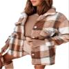 TIAFORD Womens Plaid Jacket Long Sleeve Coat Warm Autumn Winter Button Down Oversized Top with Pockets Casual Cardigan view 1