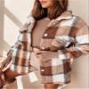 TIAFORD Womens Plaid Jacket Long Sleeve Coat Warm Autumn Winter Button Down Oversized Top with Pockets Casual Cardigan view 2