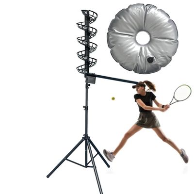 TBANVOO Automatic Pitching Machine, Tennis Ball Feeder, Soft Toss Trainer, 4 Ft - 6 Ft Adjusted, with Removable Chute, for Beginners, Tennis Teaching and Training