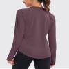 addigi Women's 1/4 Zip Long Sleeve Workout Tops Athletic Running Yoga Hiking Pullover Quick Dry UPF 50+ Sun Shirts with Thumb Hole Brownness Medium view 2