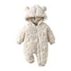 MYGBCPJS Baby Boys Girls Fuzzy Bear Ears Hooded Romper Long Sleeve Toddler 2 Way Zipper Jumpsuit Bodysuit Outwear Snowsuit view 1